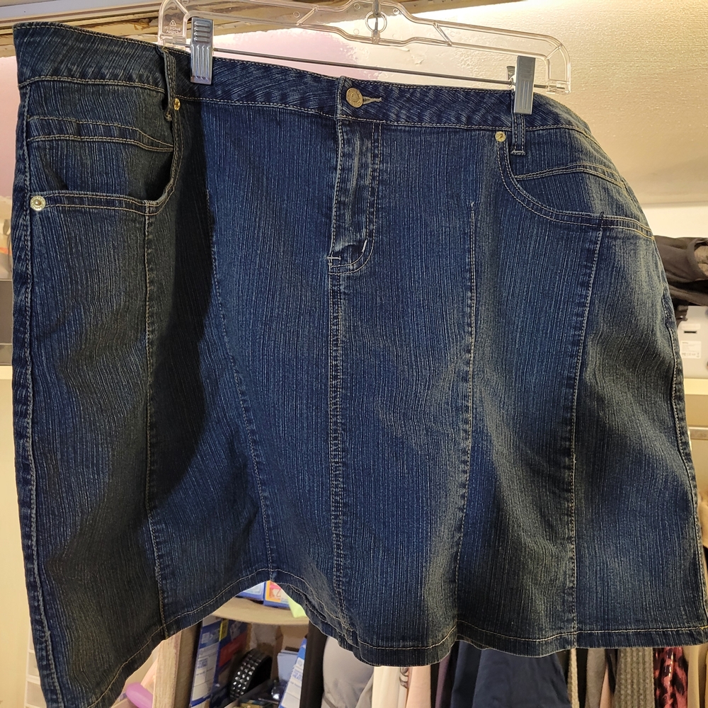 Dark Blue Denim Mini Skirt - Classic A-Line